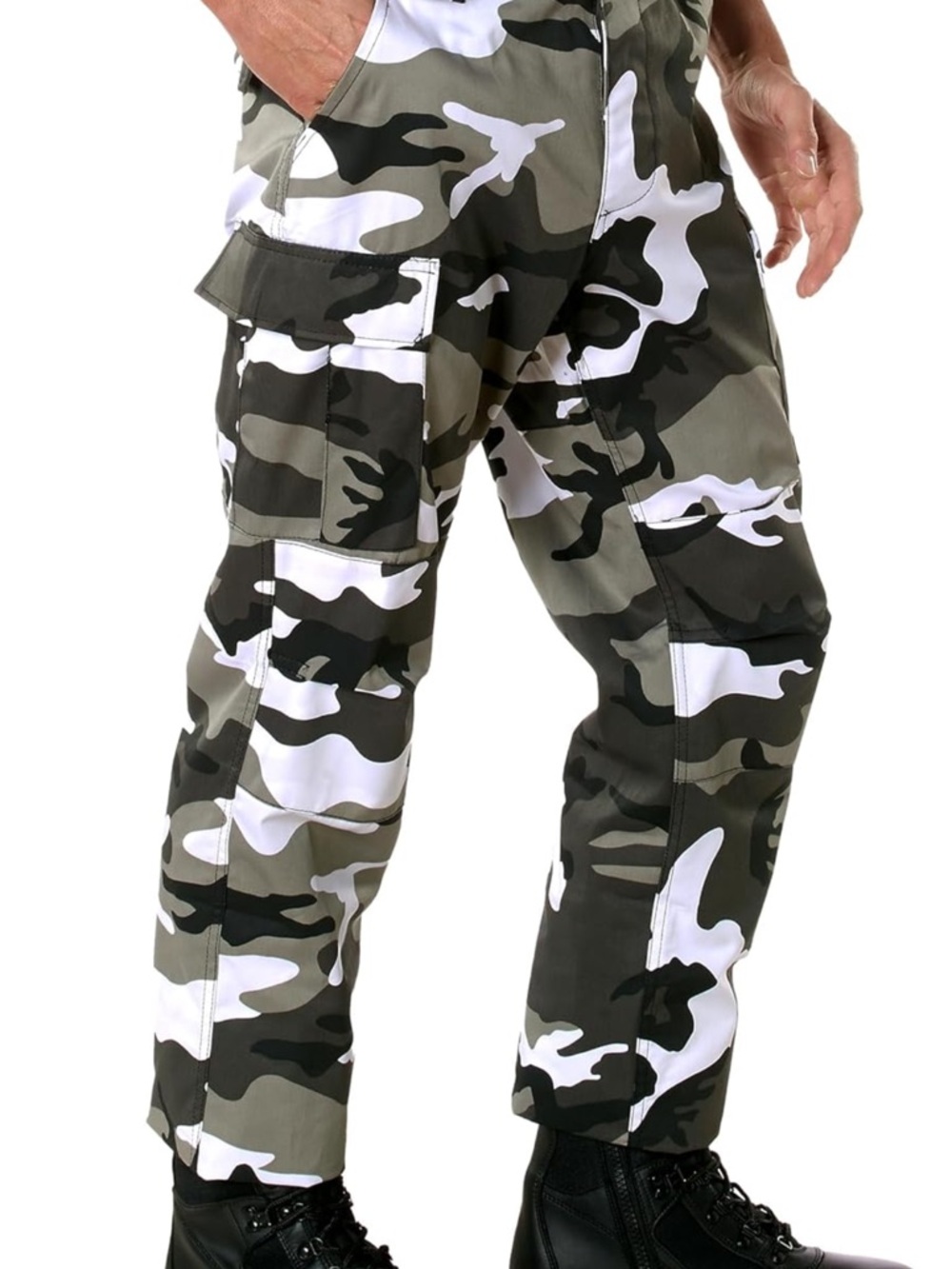 Rocco BDU Men's Camouflage Cargo Pants -White Camo Large Regular